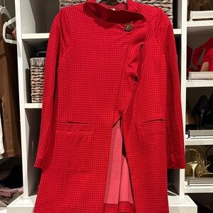 CAbi Red Houndstooth Long Coat